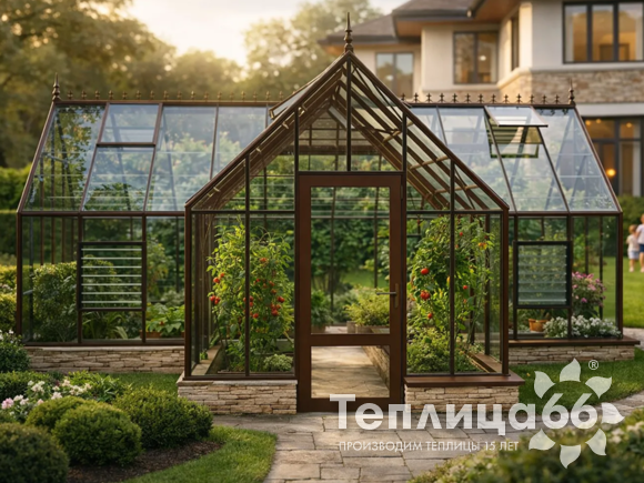 Теплица botanik T Style 45 Standard с тамбуром Standard под стекло, ширина 2,8 м. (калькулятор)